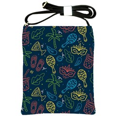 Hand Drawn Brazilian Carnival Seamless Pattern With Maracas Music Instruments Shoulder Sling Bag