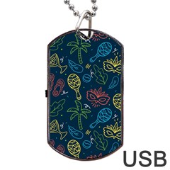 Hand Drawn Brazilian Carnival Seamless Pattern With Maracas Music Instruments Dog Tag Usb Flash (one Side)