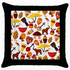 Africa Jungle Ethnic Tribe Travel Seamless Pattern Vector Illustration Throw Pillow Case (black)