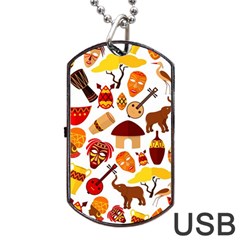 Africa Jungle Ethnic Tribe Travel Seamless Pattern Vector Illustration Dog Tag Usb Flash (two Sides)