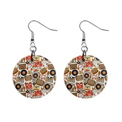 Music Retro Seamless Pattern Mini Button Earrings