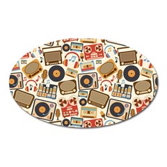 Music Retro Seamless Pattern Oval Magnet by Vaneshart