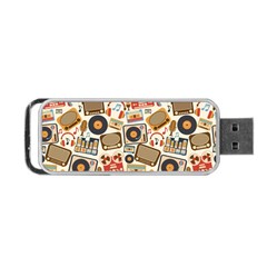 Music Retro Seamless Pattern Portable Usb Flash (one Side)