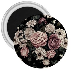 Elegant Seamless Pattern Blush Toned Rustic Flowers 3  Magnets