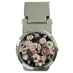 Elegant Seamless Pattern Blush Toned Rustic Flowers Money Clip Watches by Vaneshart