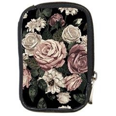 Elegant Seamless Pattern Blush Toned Rustic Flowers Compact Camera Leather Case