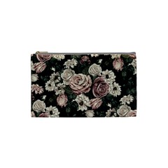 Elegant Seamless Pattern Blush Toned Rustic Flowers Cosmetic Bag (Small)