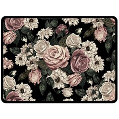 Elegant Seamless Pattern Blush Toned Rustic Flowers Fleece Blanket (Large) 