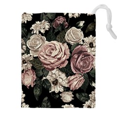 Elegant Seamless Pattern Blush Toned Rustic Flowers Drawstring Pouch (5XL)