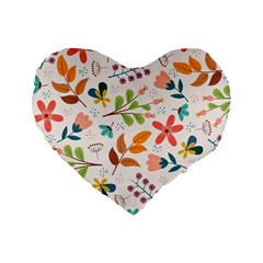 Colorful Ditsy Floral Print Background Standard 16  Premium Flano Heart Shape Cushions