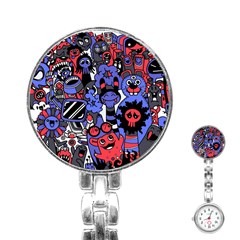 Cute Halloween Monsters Set Background Stainless Steel Nurses Watch by Vaneshart