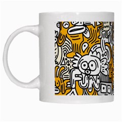 Hand Drawn Vector Illustration Doodle Funny World White Mugs by Vaneshart