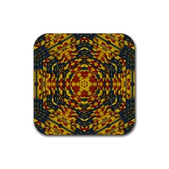 Yuppie And Hippie Art With Some Bohemian Style In Rubber Coaster (square)  by pepitasart