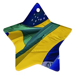 Brazil Flags Waving Background Ornament (star) by dflcprintsclothing