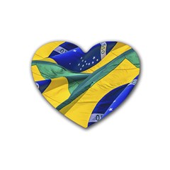 Brazil Flags Waving Background Heart Coaster (4 Pack)  by dflcprintsclothing