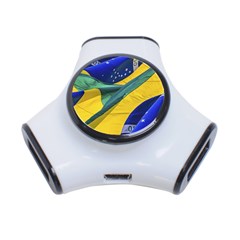 Brazil Flags Waving Background 3-port Usb Hub by dflcprintsclothing