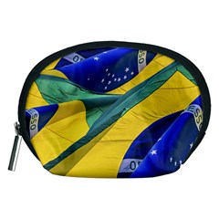 Brazil Flags Waving Background Accessory Pouch (medium) by dflcprintsclothing