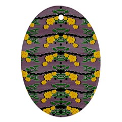 Plumeria And Frangipani Temple Flowers Ornate Ornament (oval) by pepitasart