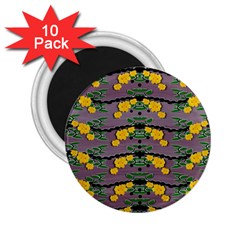 Plumeria And Frangipani Temple Flowers Ornate 2 25  Magnets (10 Pack)  by pepitasart