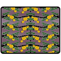 Plumeria And Frangipani Temple Flowers Ornate Fleece Blanket (medium)  by pepitasart