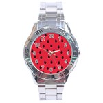 Seamless Watermelon Surface Texture Stainless Steel Analogue Watch Front