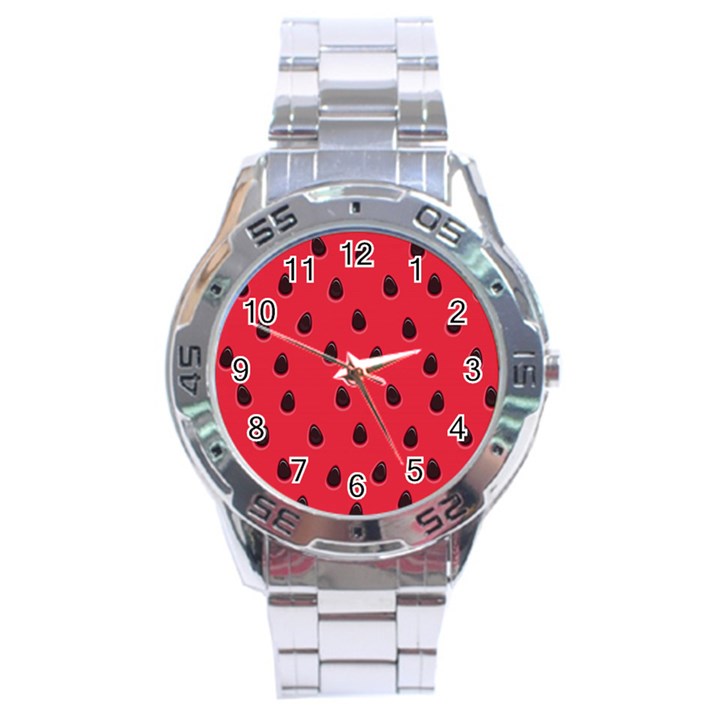 Seamless Watermelon Surface Texture Stainless Steel Analogue Watch