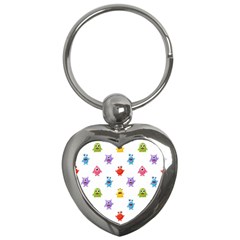 Seamless Pattern Cute Funny Monster Cartoon Isolated White Background Key Chain (heart)