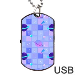 Seamless Pattern Pastel Galaxy Future Dog Tag Usb Flash (two Sides)