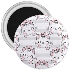 Cat With Bow Pattern 3  Magnets