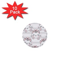 Cat With Bow Pattern 1  Mini Buttons (10 Pack) 