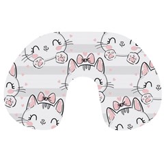 Cat With Bow Pattern Travel Neck Pillow by Vaneshart