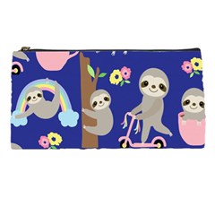 Hand Drawn Cute Sloth Pattern Background Pencil Case by Vaneshart