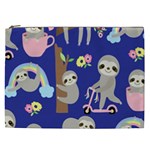 Hand Drawn Cute Sloth Pattern Background Cosmetic Bag (XXL) Front