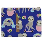 Hand Drawn Cute Sloth Pattern Background Cosmetic Bag (XXL) Back