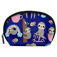 Hand Drawn Cute Sloth Pattern Background Accessory Pouch (large) by Vaneshart