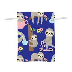 Hand Drawn Cute Sloth Pattern Background Lightweight Drawstring Pouch (s) by Vaneshart