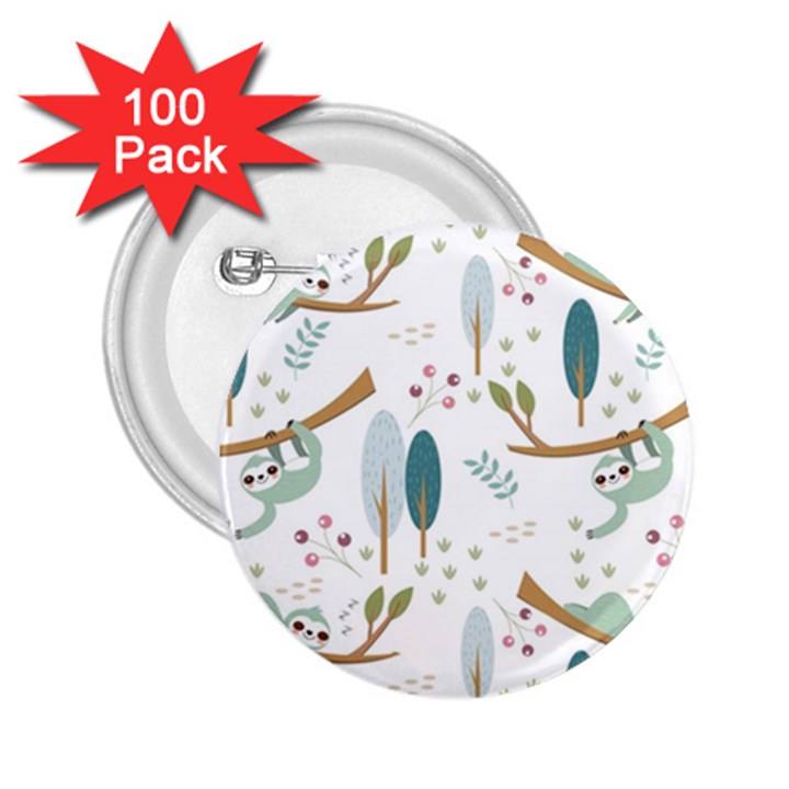 Pattern Sloth Woodland 2.25  Buttons (100 pack) 