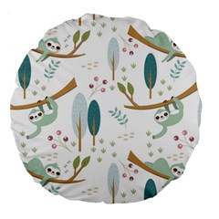 Pattern Sloth Woodland Large 18  Premium Round Cushions by Vaneshart