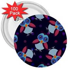 Owl Pattern Background 3  Buttons (100 Pack) 