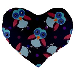 Owl Pattern Background Large 19  Premium Heart Shape Cushions