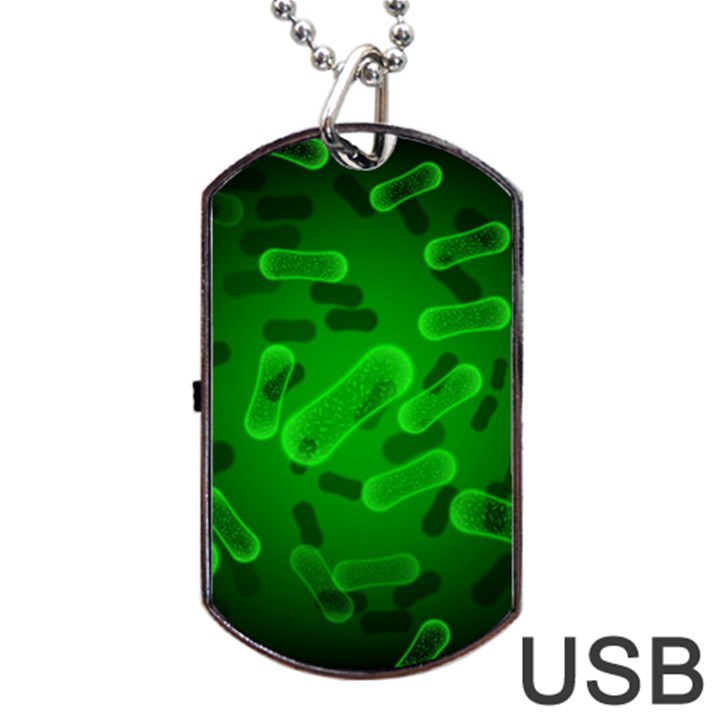 Green Rod Shaped Bacteria Dog Tag USB Flash (One Side)