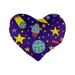 Card With Lovely Planets Standard 16  Premium Flano Heart Shape Cushions by Vaneshart