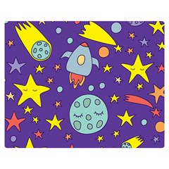 Card With Lovely Planets Double Sided Flano Blanket (medium) 