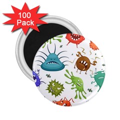 Dangerous Streptococcus Lactobacillus Staphylococcus Others Microbes Cartoon Style Vector Seamless 2 25  Magnets (100 Pack) 