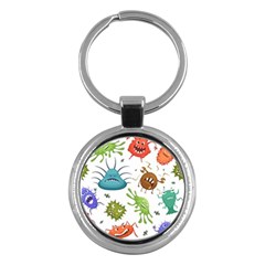 Dangerous Streptococcus Lactobacillus Staphylococcus Others Microbes Cartoon Style Vector Seamless Key Chain (round)