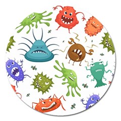 Dangerous Streptococcus Lactobacillus Staphylococcus Others Microbes Cartoon Style Vector Seamless Magnet 5  (round) by Vaneshart