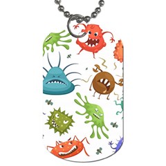 Dangerous Streptococcus Lactobacillus Staphylococcus Others Microbes Cartoon Style Vector Seamless Dog Tag (two Sides) by Vaneshart