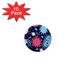 Seamless Pattern Microbes Virus Vector Illustration 1  Mini Buttons (10 Pack)  by Vaneshart