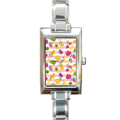 Tropical Fruits Berries Seamless Pattern Rectangle Italian Charm Watch