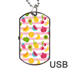 Tropical Fruits Berries Seamless Pattern Dog Tag Usb Flash (two Sides)